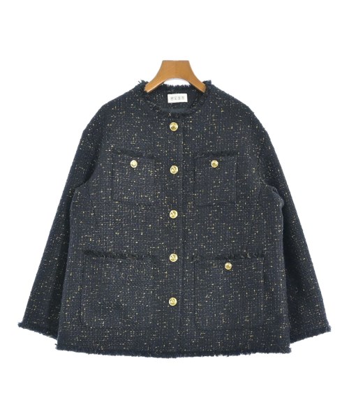 PLST(プラステ)ノーカラージャケット 紺 サイズ:M/2200648146049