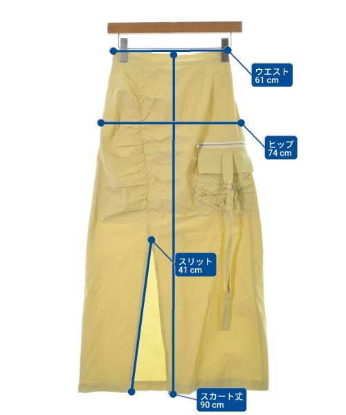 KBF（ケービーエフ）ロング・マキシ丈スカート 黄 サイズ:ONE レディース/2200669232028