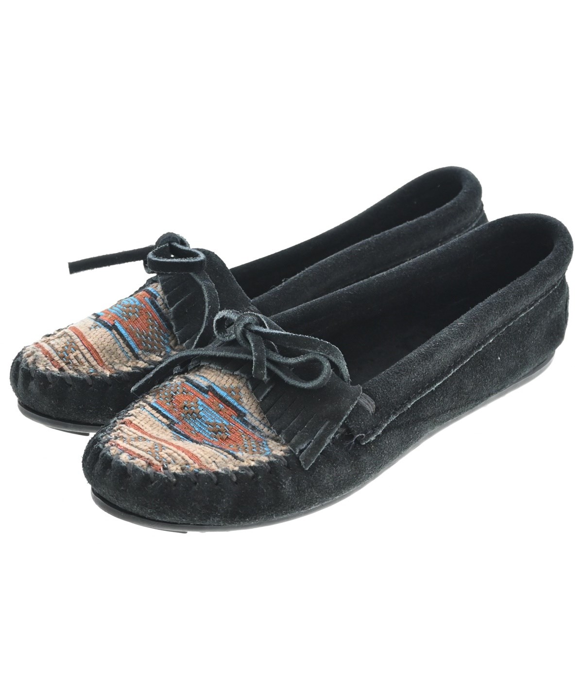 MINNETONKA（ミネトンカ）モカシン/デッキシューズ 黒 サイズ:US7(24cm
