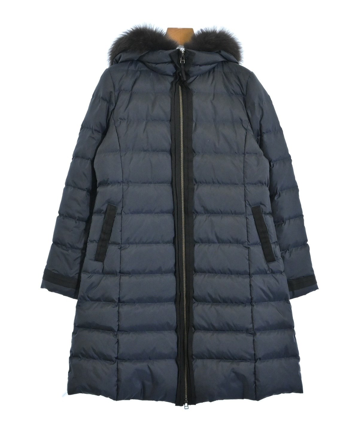 LANVIN en Bleu 日本製 ガウンコート 38 LANVIN en bleu（ランバンオンブルー）ダウンコート 紺 サイズ:38(M位