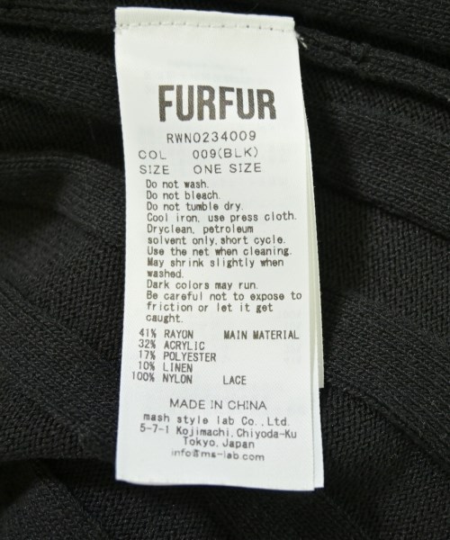 FURFUR（ファーファー）ワンピース 黒 サイズ:F レディース/2200719922039
