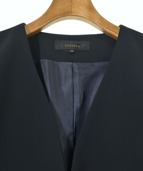 SunaUna（スーナウーナ）ノーカラージャケット 紺 サイズ:38(M位) レディース/2200633334079