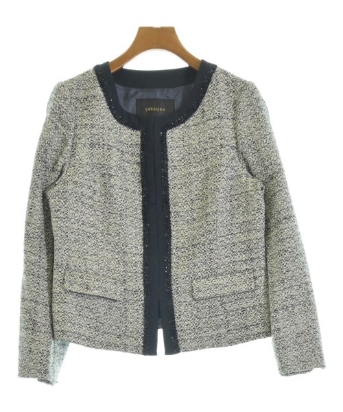 SunaUna(スーナウーナ)ノーカラージャケット 白 サイズ:40(M位)/2200659902054