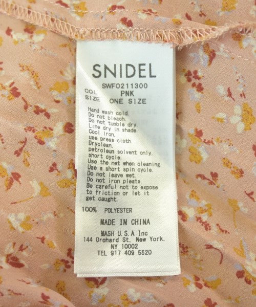 SNIDEL（スナイデル）ワンピース ピンク サイズ:ONE レディース/2200710146045