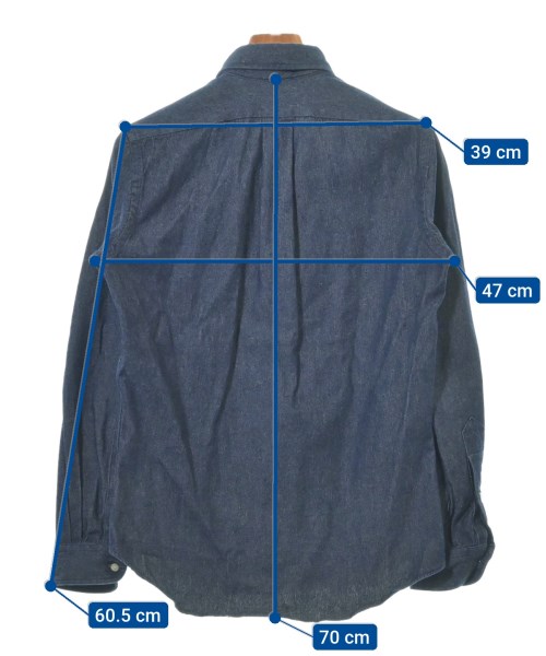 INDIVIDUALIZED SHIRTS（インディビジュアライズドシャツ）カジュアルシャツ 紺 サイズ:14 1/2(XS位) メンズ/2200550908193