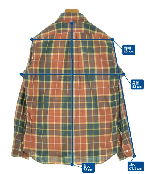 INDIVIDUALIZED SHIRTS（インディビジュアライズドシャツ）カジュアルシャツ オレンジ サイズ:15 1/2(L位) メンズ/2200653903057