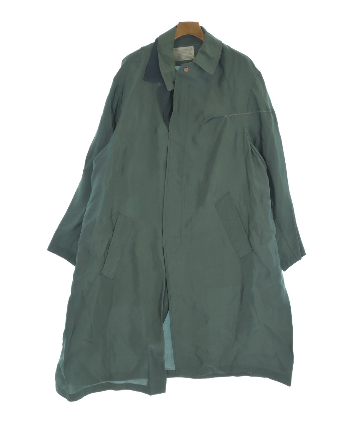 22SS kolor PVCカラー ラペル切替 ベルテッドコート チェスター 3 kolor（カラー）ステンカラーコート 緑 サイズ:-(XL位) メンズ