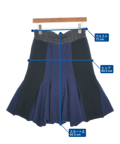 sacai luck（サカイラック）ひざ丈スカート 紺 サイズ:2(M位) レディース/2200694683017
