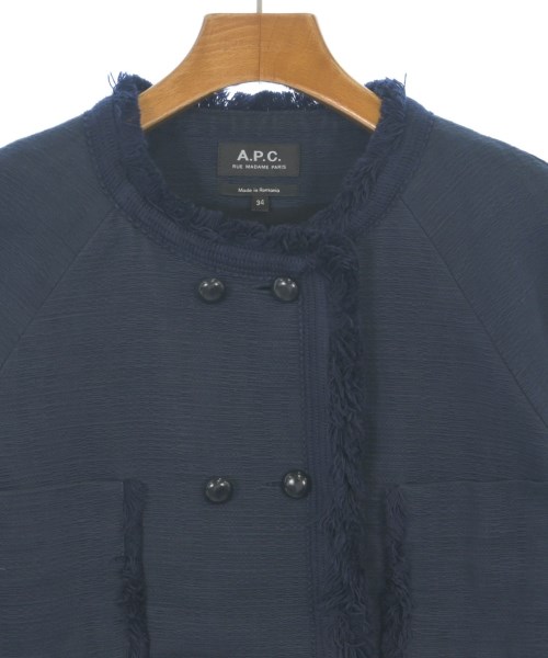 A.P.C.（アーペーセー）ノーカラージャケット 青 サイズ:34(XS位) レディース/2200619496029