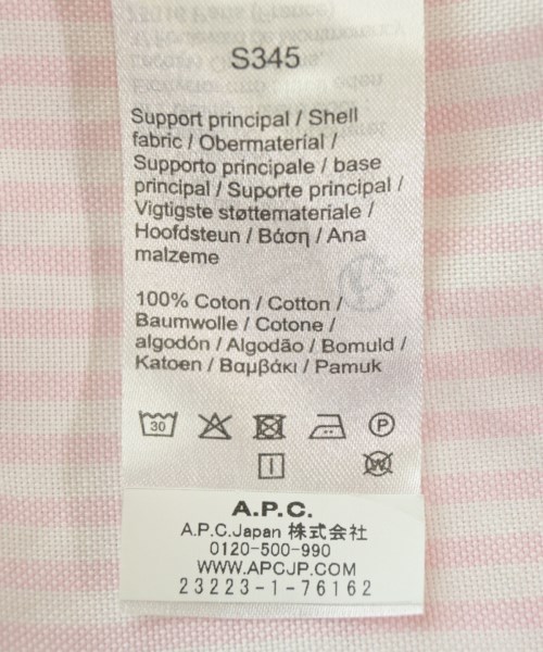A.P.C.（アーペーセー）カジュアルシャツ ピンク サイズ:S レディース/2200615572055