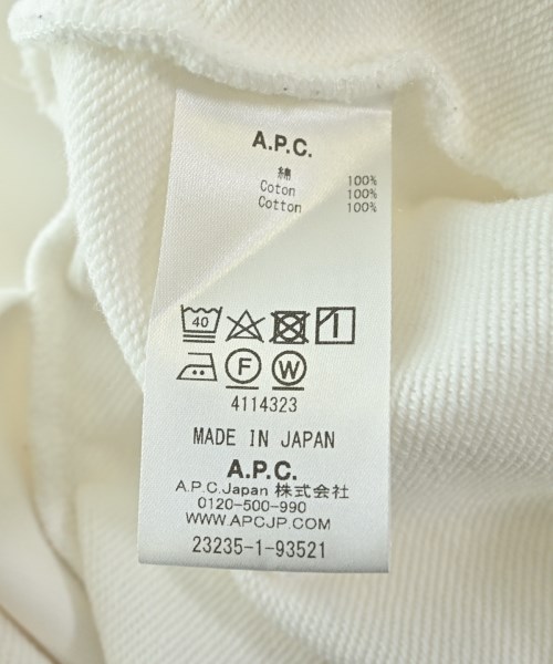 A.P.C.（アーペーセー）スウェット 白 サイズ:M レディース/2200712101134