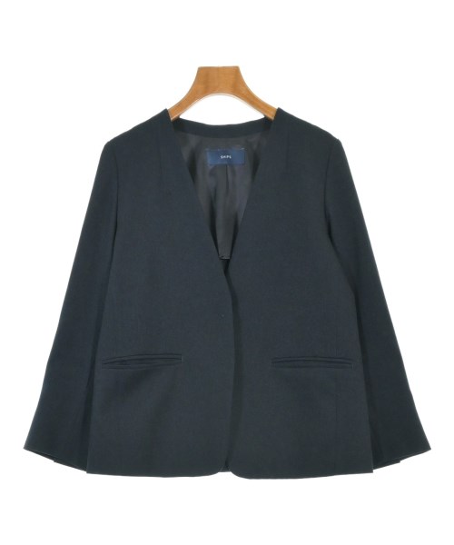 SHIPS(シップス)ノーカラージャケット 紺 サイズ:36(S位)/2200670060023