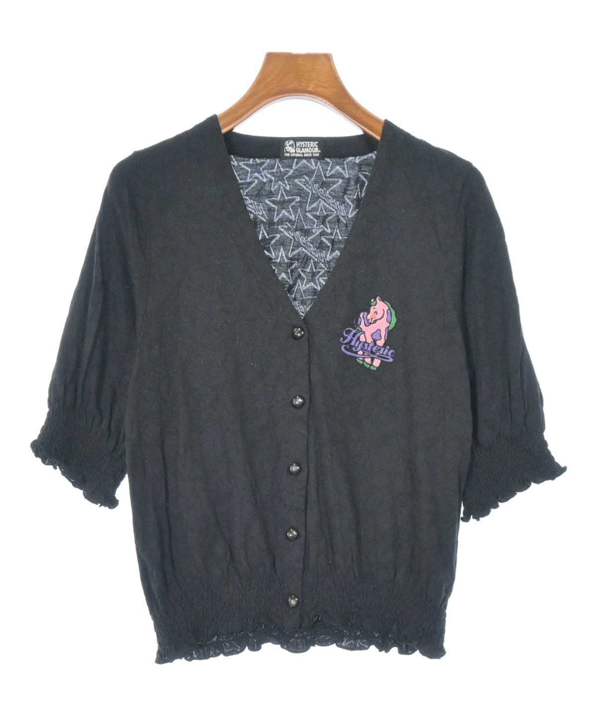ヒステリックグラマー 17AW カーディガン ニット レースアップ 黒 F HYSTERIC GLAMOUR（ヒステリックグラマー） セーター ニット スタッズ