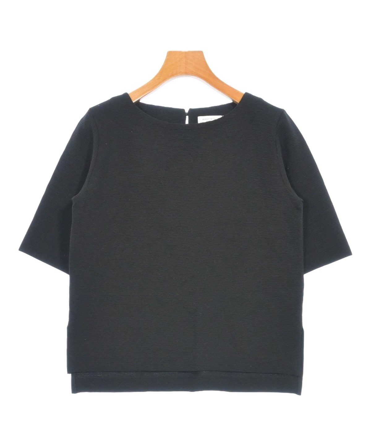 【美品】 ユナイテッドアローズ COTTON BACK SLIT Tシャツ 黒 H＞コットン アシンメトリー Tシャツ