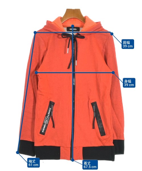 DIESEL（ディーゼル）パーカー 赤 サイズ:XS レディース/2200625981298