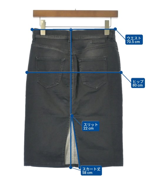 DIESEL（ディーゼル）ひざ丈スカート 黒 サイズ:25(S位) レディース/2200666736017