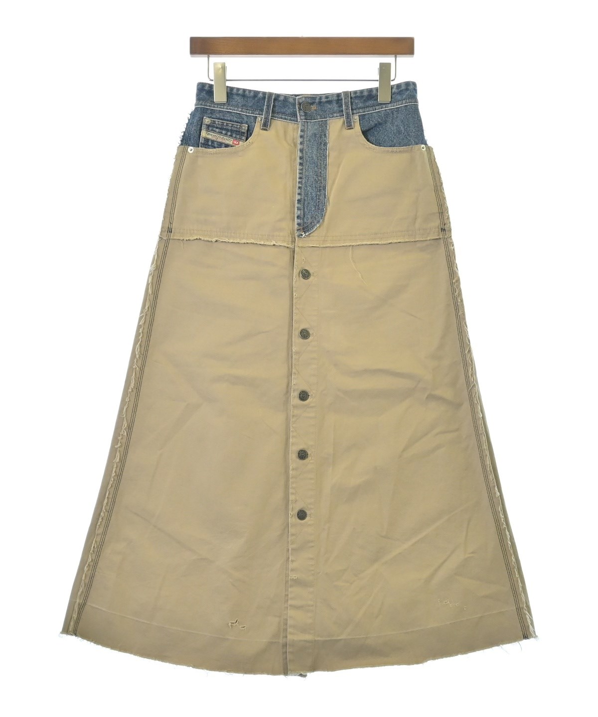 ディーゼル25SSアシンメトリーマキシスカートカーキXSサイズ DIESEL（ディーゼル）ロング・マキシ丈スカート ベージュ サイズ:25(S