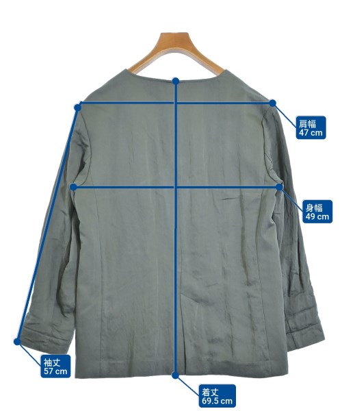 muller of yoshiokubo（ミュラーオブヨシオクボ）ノーカラージャケット カーキ サイズ:38(M位) レディース/2200693559313