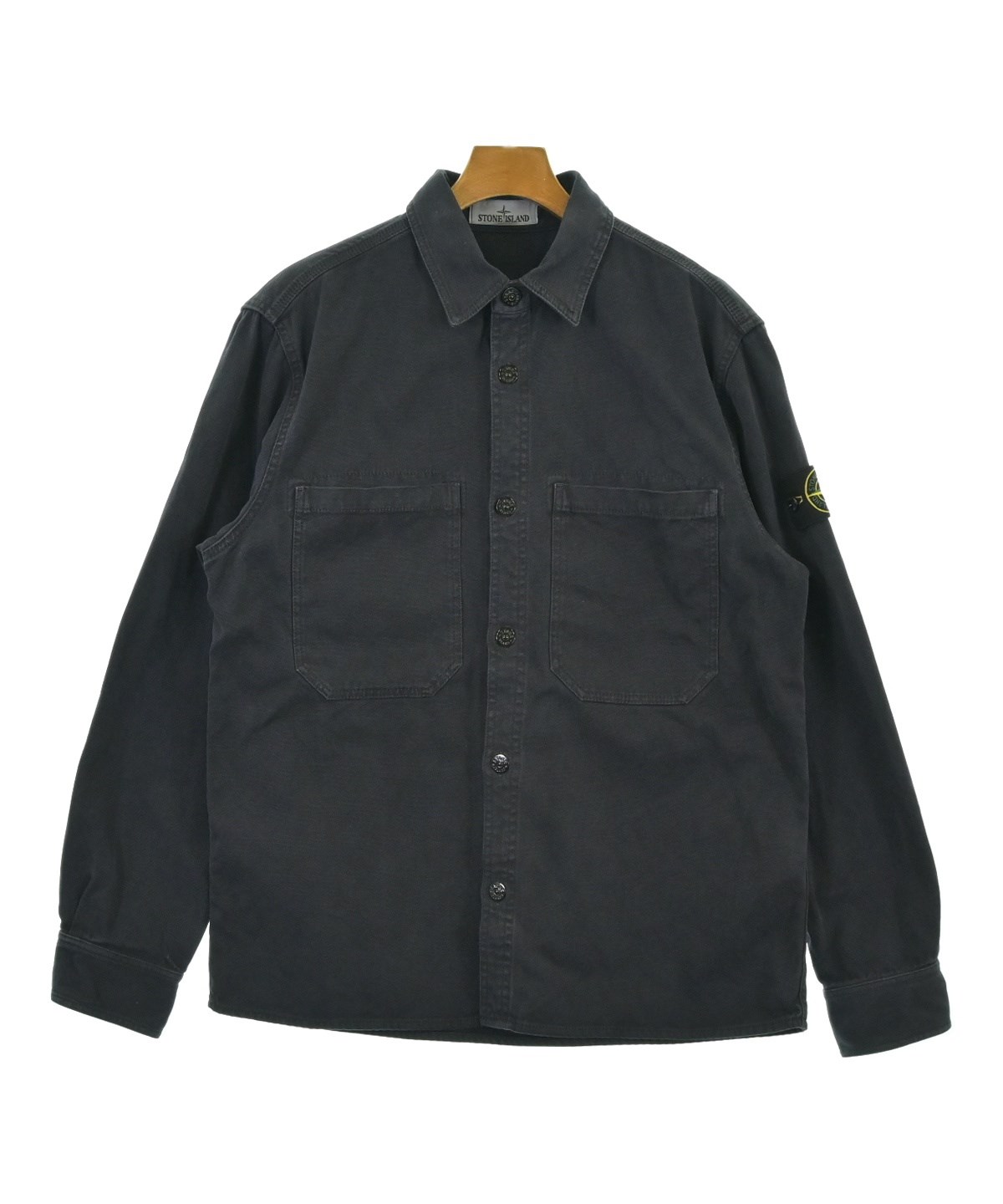 【US規格】希少  STONES  サッカーシャツ 黒 L STONE ISLAND（ストーンアイランド）カジュアルシャツ 紺 サイズ:M