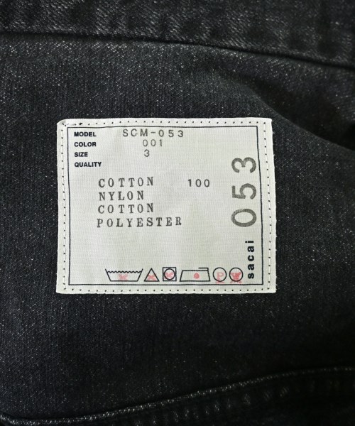 sacai（サカイ）デニムジャケット 黒 サイズ:3(L位) メンズ/2200622449029