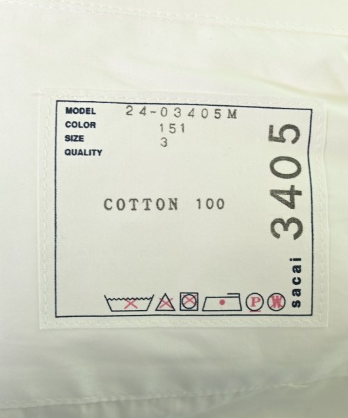 sacai（サカイ）カジュアルシャツ 白 サイズ:3(L位) メンズ/2200622449074