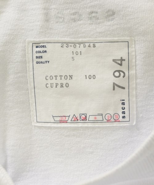 sacai（サカイ）Tシャツ・カットソー 白 サイズ:5(XXL位) メンズ/2200642262035