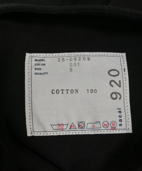 sacai（サカイ）Tシャツ・カットソー 黒 サイズ:5(XXL位) メンズ/2200642607089