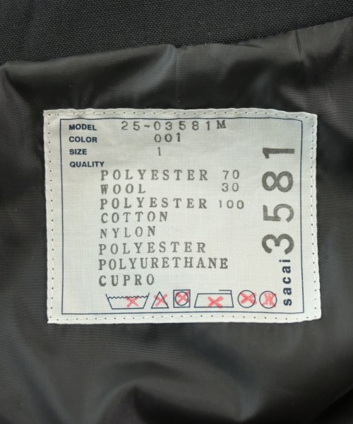 sacai（サカイ）カジュアルジャケット 黒 サイズ:1(S位) メンズ/2200622298023