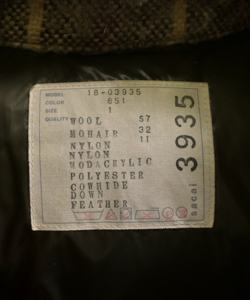 sacai（サカイ）ダウンジャケット/ダウンベスト ベージュ サイズ:1(S位) メンズ/2200623479056