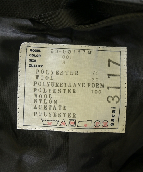 sacai（サカイ）チェスターコート 黒 サイズ:3(L位) メンズ/2200627845024