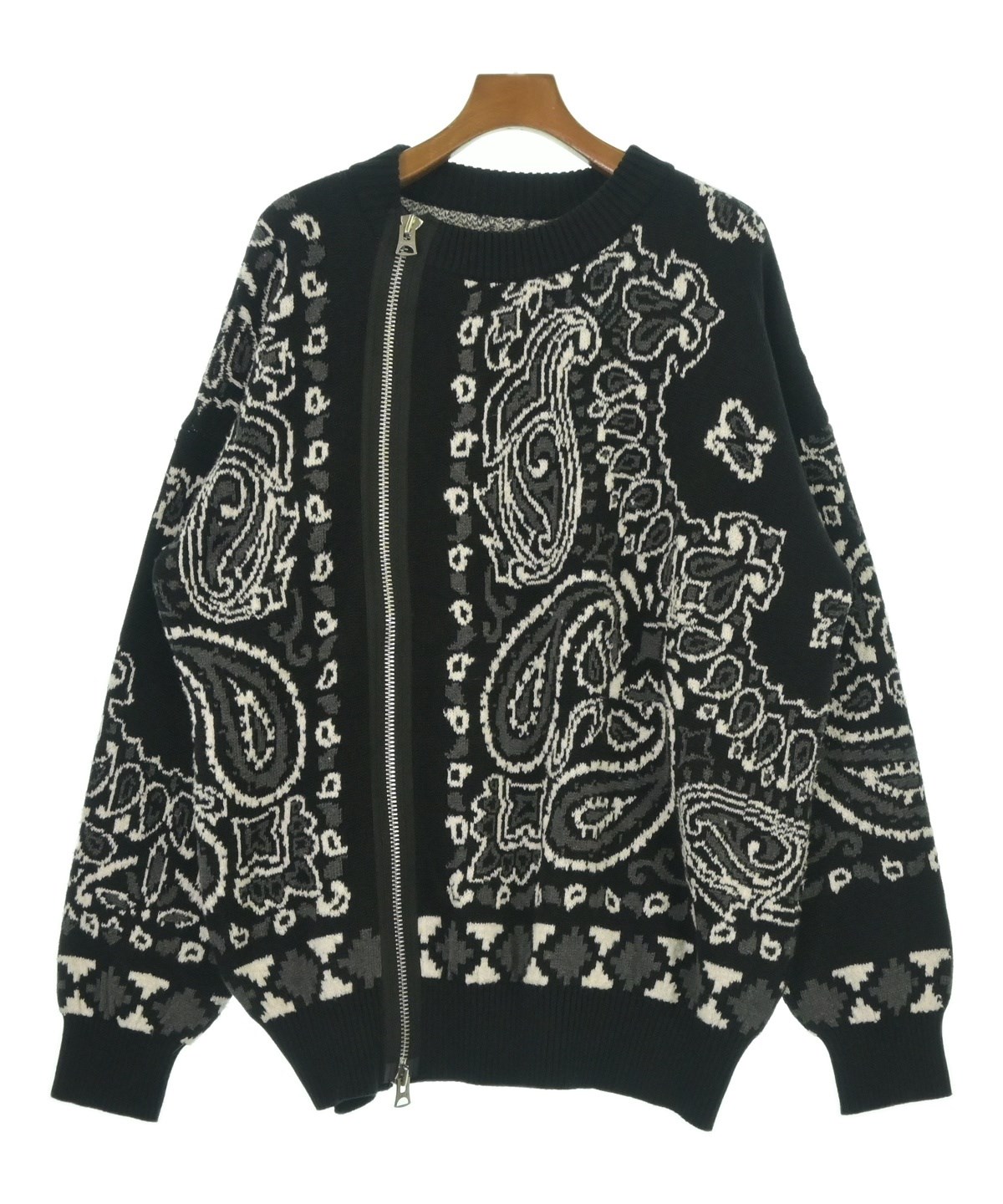 SACAI サカイ　パイナップル柄　総柄　クルーネックニット sacai（サカイ）ニット・セーター 黒 サイズ:4(XL位) メンズ