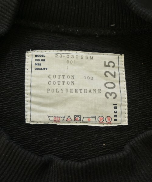 sacai（サカイ）スウェット 黒 サイズ:1(S位) メンズ/2200621831085