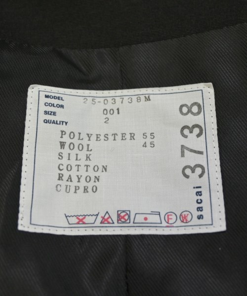 sacai（サカイ）テーラードジャケット 黒 サイズ:2(M位) メンズ/2200619022013