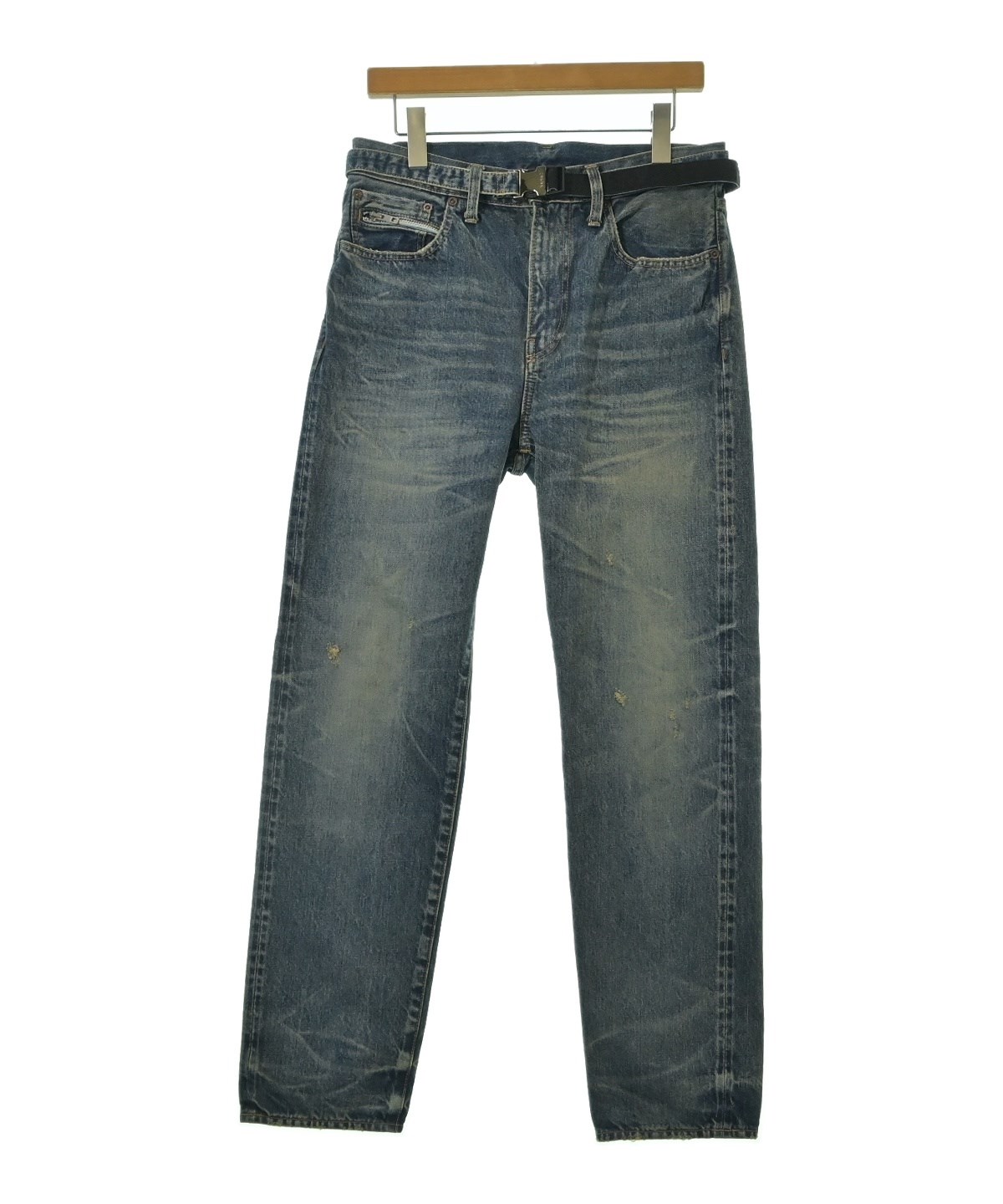 sacai サカイ ピンストライプ デニム切替 ベルテッド パンツ サイズ2 sacai（サカイ）デニムパンツ 青 サイズ:2(M位) メンズ/2200677979199
