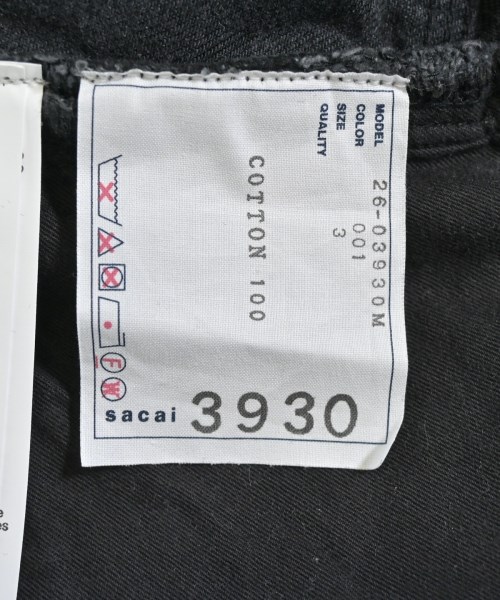sacai（サカイ）デニムパンツ 黒 サイズ:3(L位) メンズ/2200681126169