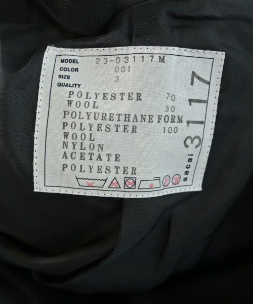 sacai（サカイ）コート 黒 サイズ:3(L位) メンズ/2200698650015