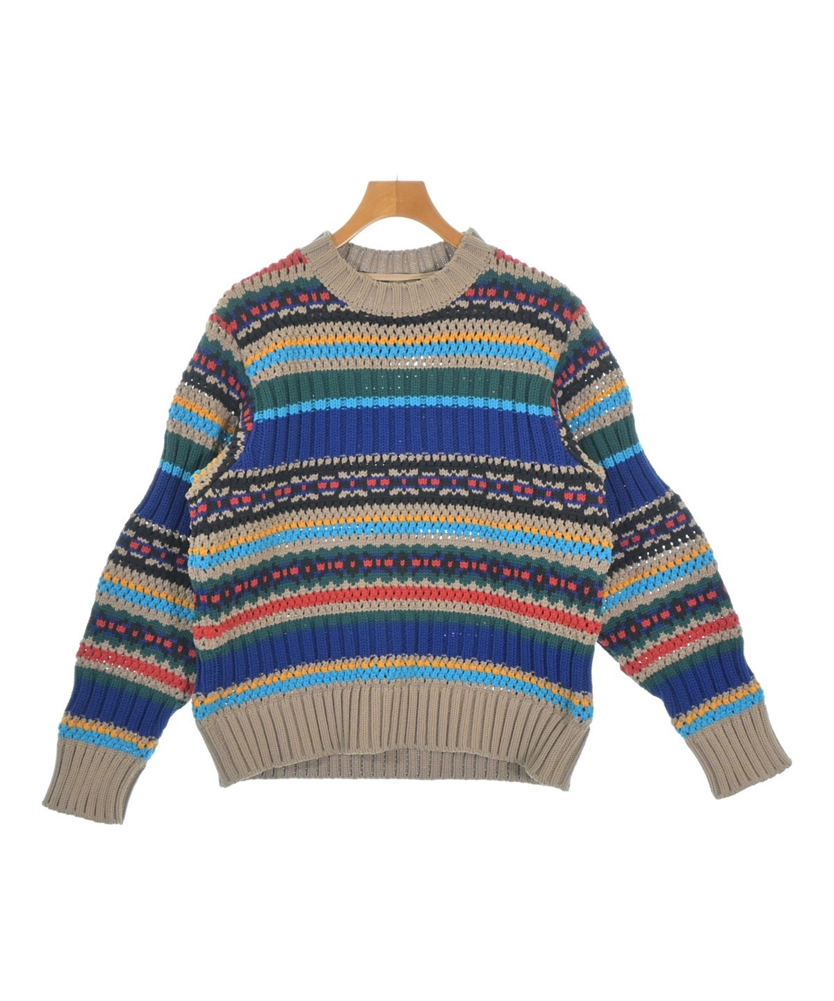 sacai サカイ ニット セーター 花柄 フローラル ベージュ ブルー 3 sacai（サカイ）ニット・セーター ベージュ サイズ:1(S位) メンズ