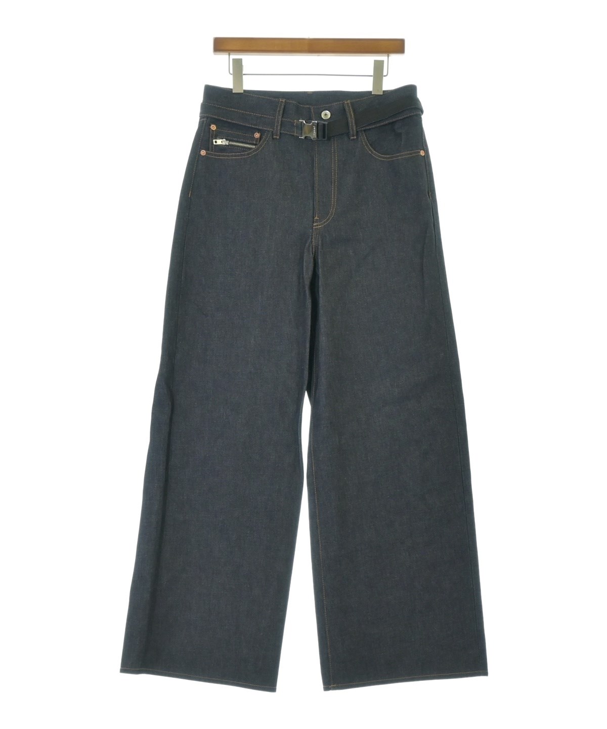 ☆美品☆sacai☆ワイドデニムパンツ☆ベルト付き☆ハイウエスト☆０☆早い者勝ち sacai（サカイ）デニムパンツ 紺 サイズ:2(M位) メンズ/2200702027048