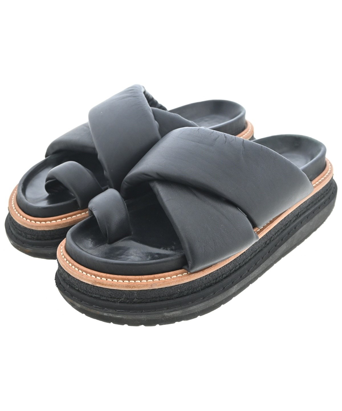 最終値下げ！！早いもの勝ち！ Y's 2025 SS ブラックレザーサンダル sacai（サカイ）サンダル 黒 サイズ:EU41(26cm位) メンズ