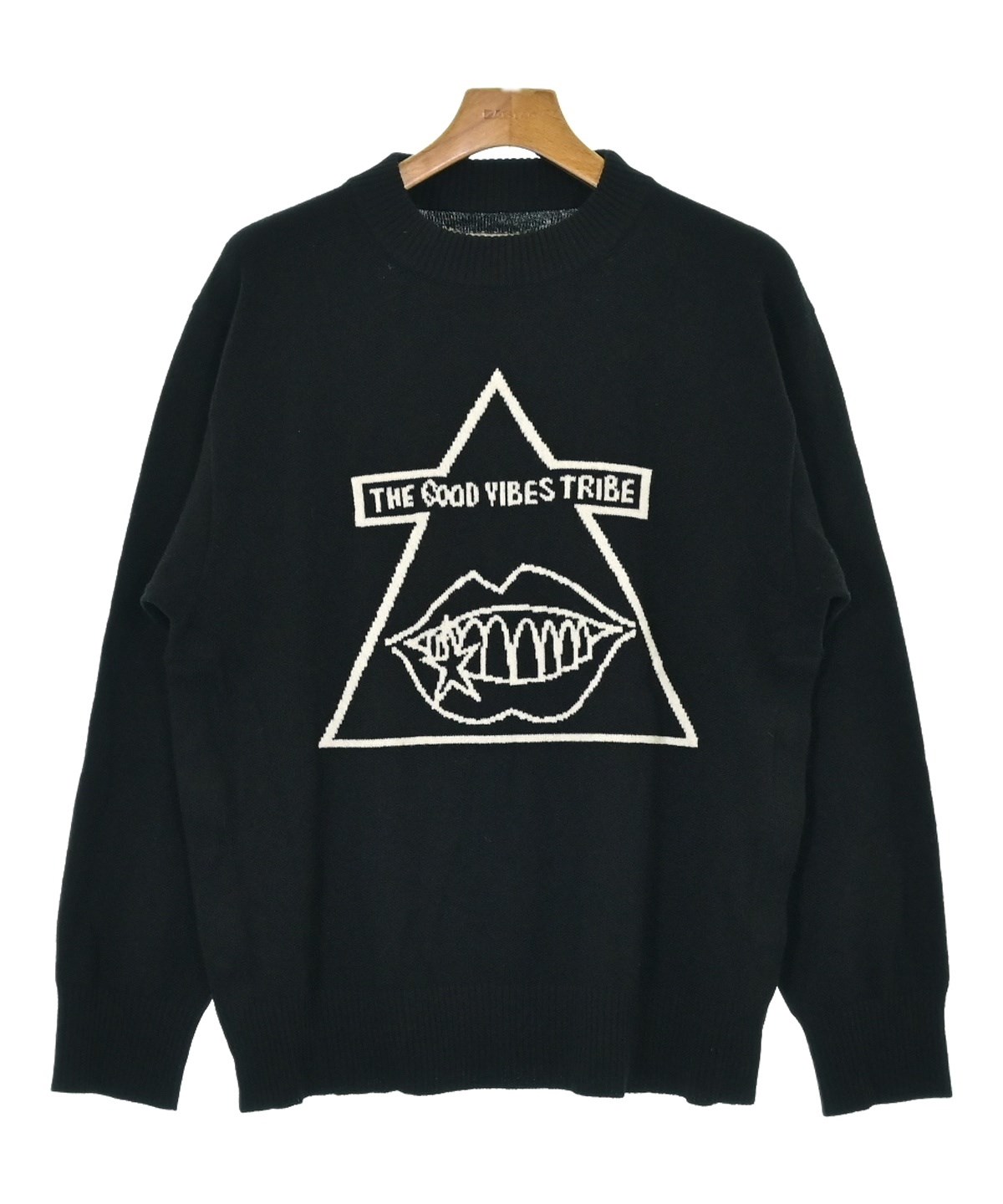 【中古】サカイ sacai 24-03297 クルーネックニット セーター 長袖 1 ブラック ホワイト カーキ /ES ■OS ■AD sacai（サカイ）ニット・セーター 黒 サイズ:1(S位) メンズ