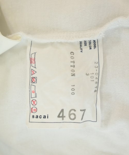sacai（サカイ）Tシャツ・カットソー 白 サイズ:3(L位) メンズ/2200648314080
