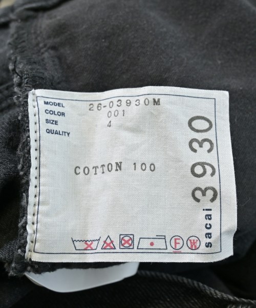 sacai（サカイ）デニムパンツ 黒 サイズ:4(XL位) メンズ/2200650033016