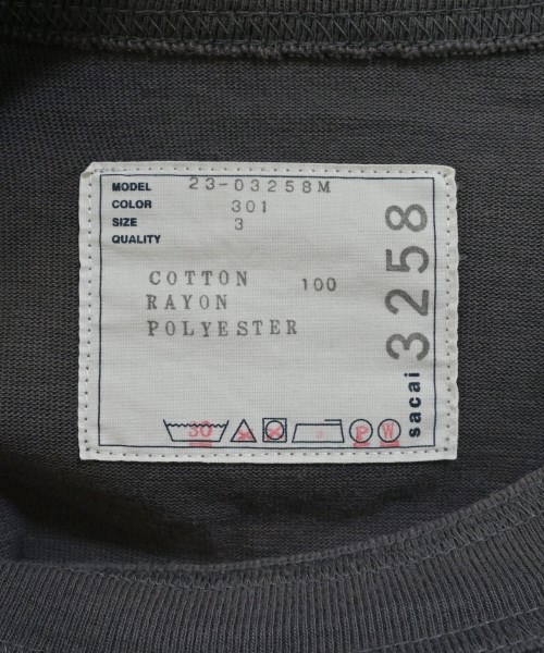 sacai（サカイ）Tシャツ・カットソー グレー サイズ:3(L位) メンズ/2200650033023