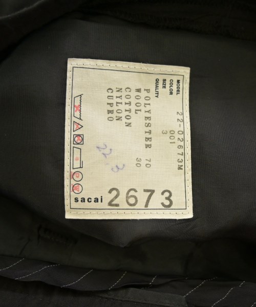 sacai（サカイ）スラックス 黒 サイズ:3(L位) メンズ/2200653176017