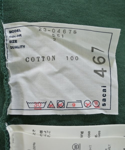 sacai（サカイ）Tシャツ・カットソー 緑 サイズ:2(M位) メンズ/2200645512083