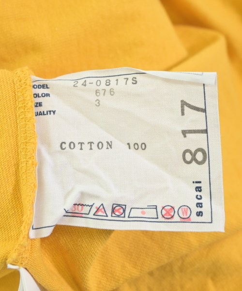 sacai（サカイ）Tシャツ・カットソー 黄 サイズ:3(L位) メンズ/2200645512090
