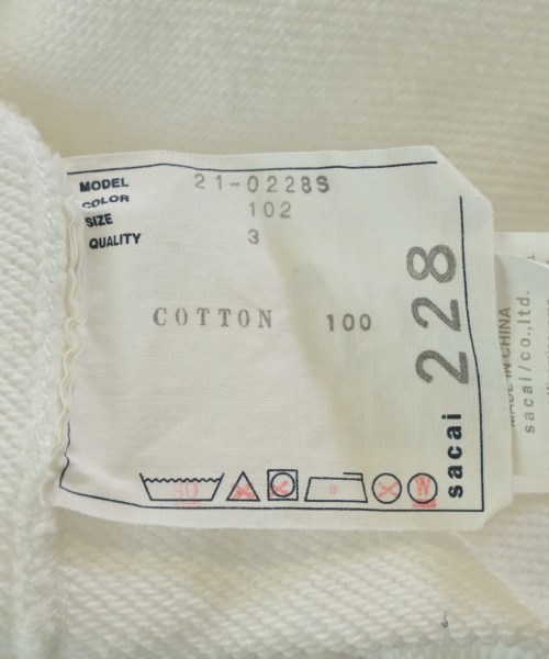 sacai（サカイ）パーカー 白 サイズ:3(L位) メンズ/2200664823054