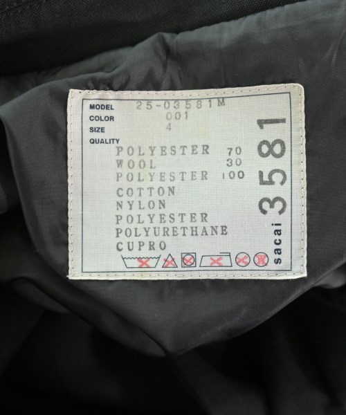 sacai（サカイ）ジャケット 黒 サイズ:4(XL位) メンズ/2200664182045
