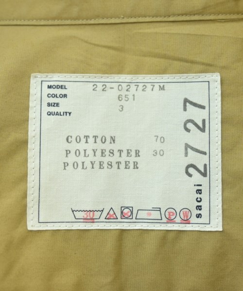sacai（サカイ）カジュアルシャツ ベージュ サイズ:3(L位) メンズ/2200662662204