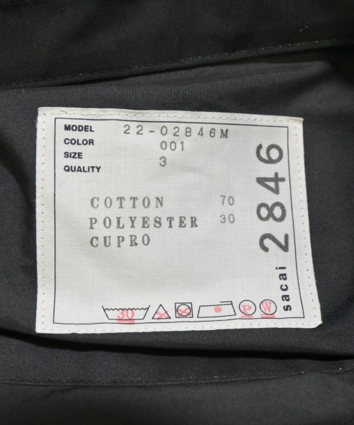 sacai（サカイ）カジュアルシャツ 黒 サイズ:3(L位) メンズ/2200668092050